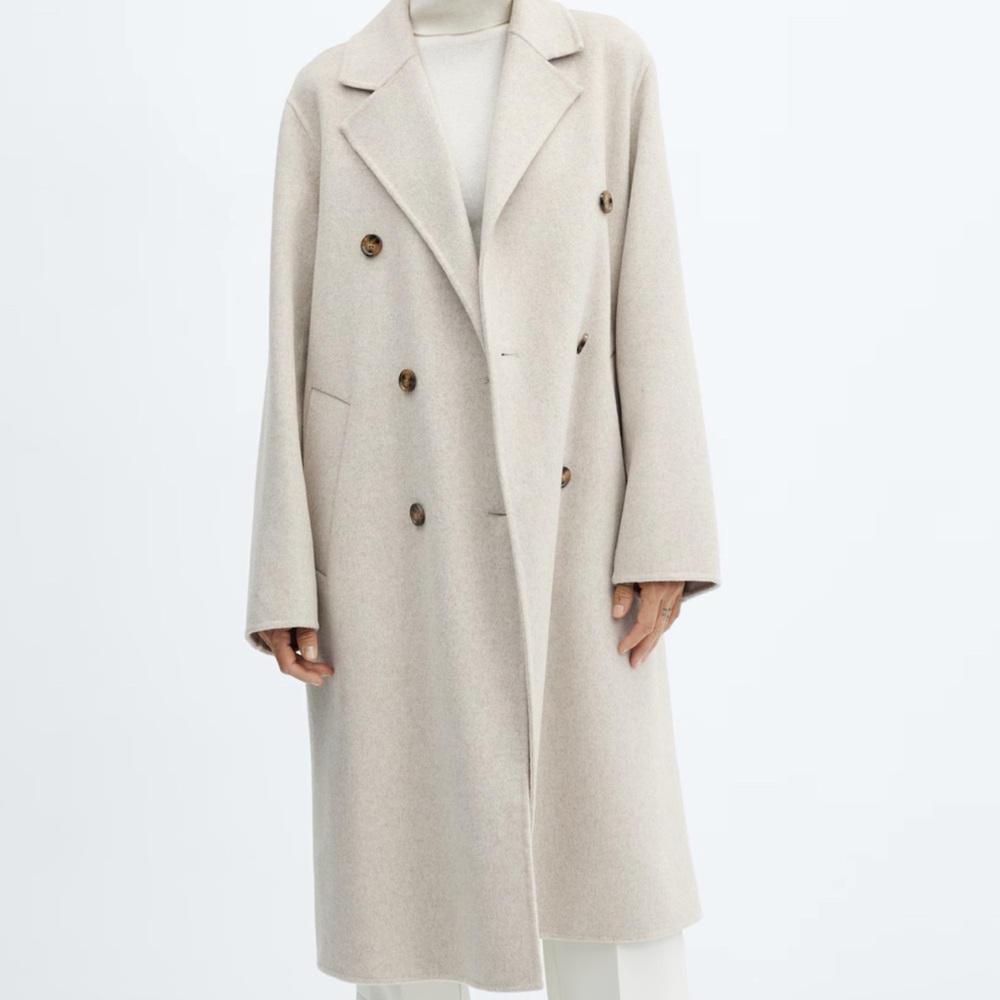 Mango Cream Double-Breasted Coat